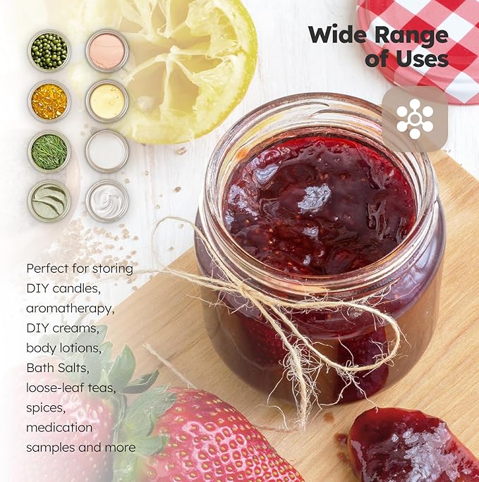 4 oz Glass Jar with Bamboo Lids, 48 Pack Small Glass Candle Jars with Lids & Sticker, Empty Cosmetic Containers for Sample, Cream, Spice, Lotion, Ointments