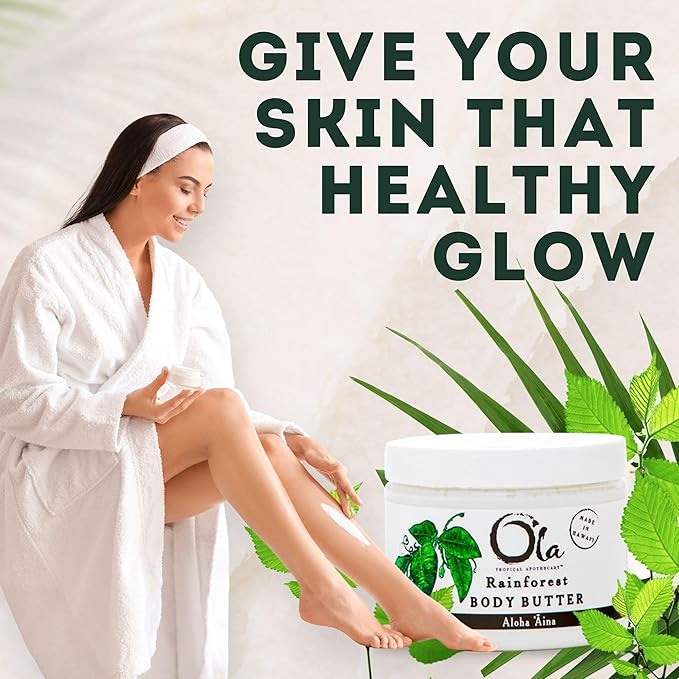 Rainforest Body Butter – Moisturizing Cream with Pure Coconut Oil and Hawaiian Plant Extracts - Ideal for Dry Skin - 5.6oz