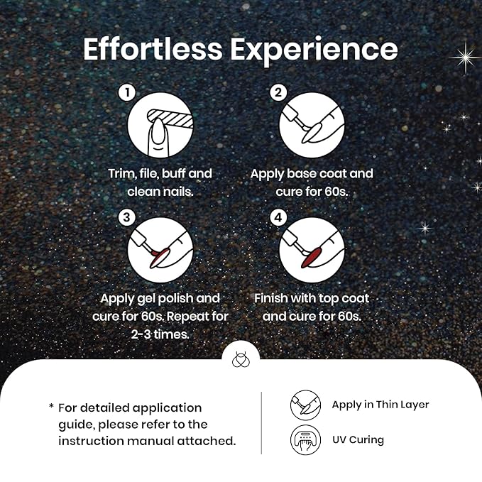 Beetles Reflective Glitter Halloween Gel Nail Polish Kit 6 Colors Holographic Gel Polish Sparkle Flash Dimond Sliver Gold Soak Off UV LED Manicure Gift for Women Girls Midnight Sparkling