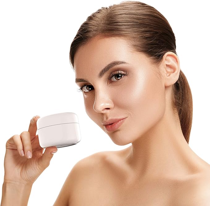 Houseables Lotion Jars, Lotion Container, Cosmetic Jars with Lids, Body Butter Containers, Travel Pots for Creams, Makeup, Moisturizer, Storage, Refillable, Empty, Small, Plastic, White, 4 OZ, 12 PK