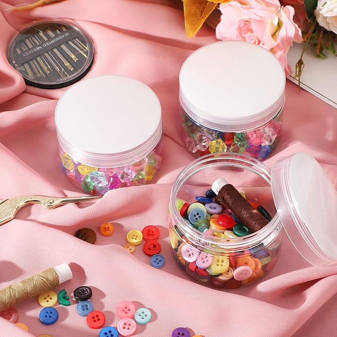 Patelai 4 Pieces Round Wide-mouth Leak Proof Plastic Container Jars with Lids for Travel Storage Makeup Beauty Products Face Creams Oils Salves Ointments DIY Making(4 Ounce,Clear)