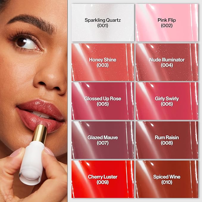 REVLON Super Lustrous Glass Shine Balm, Hydrating Tinted Lipstick, Sheer, Glossy Shiny Finish, 001 Sparkling Quartz, 0.11 oz