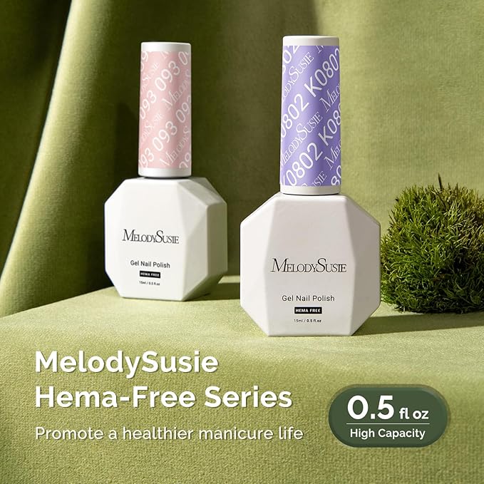MelodySusie Hema Free Gel Nail Polish, 0.5 Fl Oz Thick Light Wisteria Purple Gel Polish, Non-Toxic, Long Lasting, Soak Off UV Nail Polish, Manicure Nail Design Salon DIY Nail Art at Home K0802