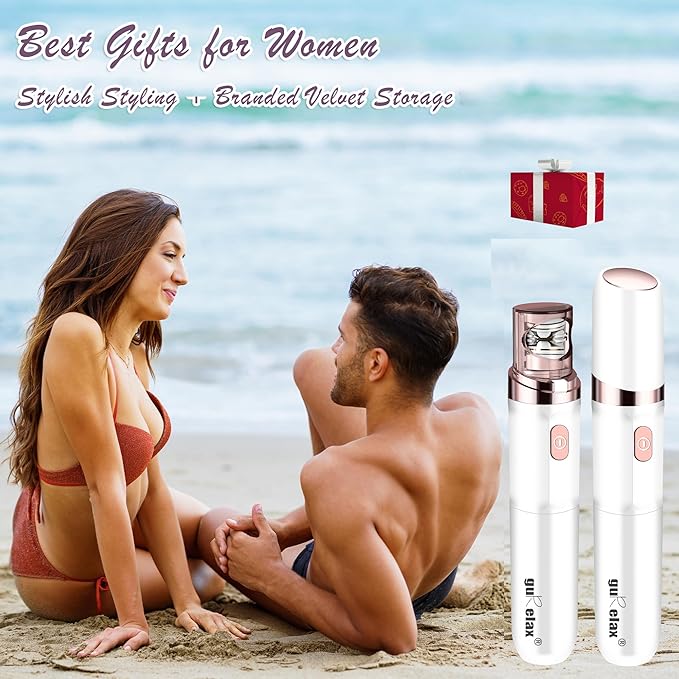 Gurelax Facial Hair Remover, Rechargeable Hair Removal Epilator for Women, 2-in-1 Electric Epilator & Shaver for Face, Finger, Portable Lipstick Styling Epilation System