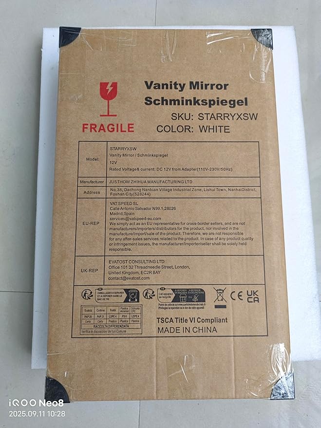 LUXFURNI Vanity Mirror with Lights, 20.5" L x 13" W Arched LED Makeup Mirror, Lighted Makeup Mirror with Lights, Smart Touch Control Dimmable 3 Modes Light, Gold