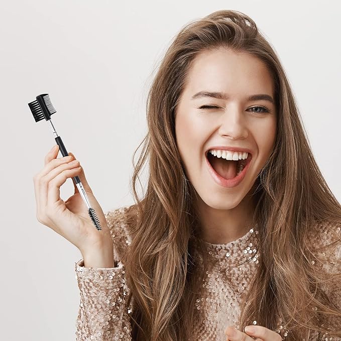 1PCS 3 Head Eyebrow Eyelash Shaper Eyelash Comb for Separating Lashes Shaping Brow+1PCS Professional Blending Eyeshadow Brush Eye Makeup Brush for Concealer Eyebrows Eyeliner Makeup Tool