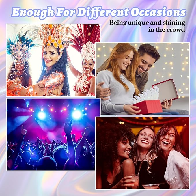 8Pcs Chameleon Glitter Freckles Face Tattoo, Holographic Multichrome Waterproof Face Glitter Speckles Patches, Long Lasting Temporary Tattoos Sticker Makeup for Festive Rave Accessories01