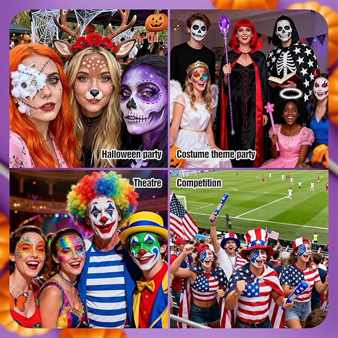 Black Face Body Paint - Professional Water-Based Non-Toxic Body Painting for Zombie Vampire Halloween SFX Cosplay, Full Coverage Washable Cream for Costume Party Theater Stage Performance