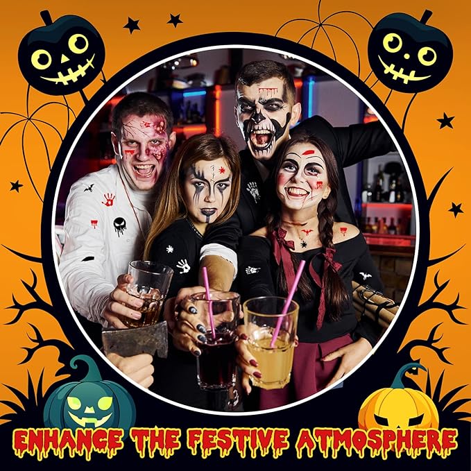 Halloween Makeup Set Scar Wax with 3 Color Bruise Wheel Face Body Paint Blood Gel and Stencils Spatula Sponges Makeup Brush for Halloween Fake Blood Costume Party Supplies Zombie Cosplay