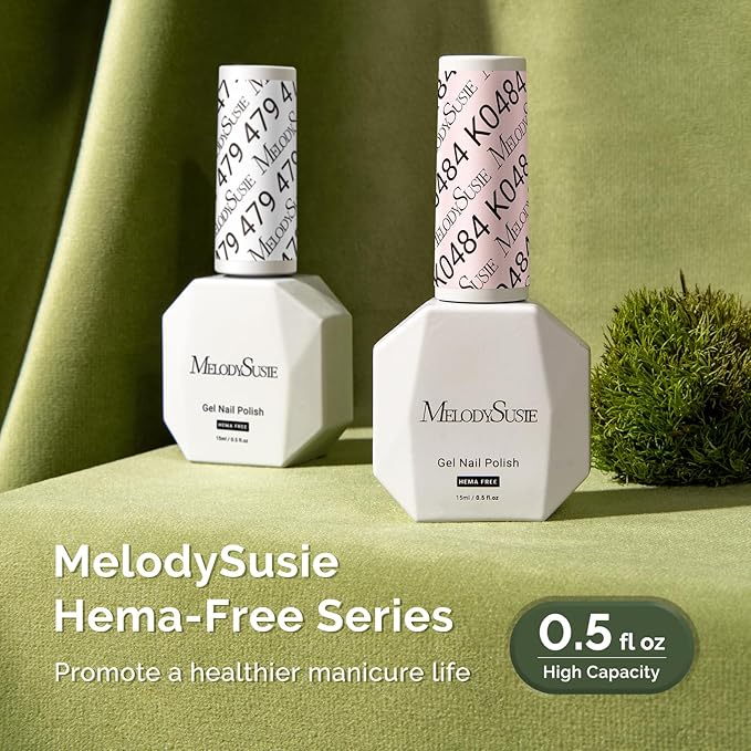 MelodySusie Hema Free Gel Nail Polish, 0.5 Fl Oz Thick White Nude Pink Gel Polish, Non-Toxic, Long Lasting, Soak Off UV Nail Polish, Manicure Nail Design Salon DIY Nail Art at Home K0484