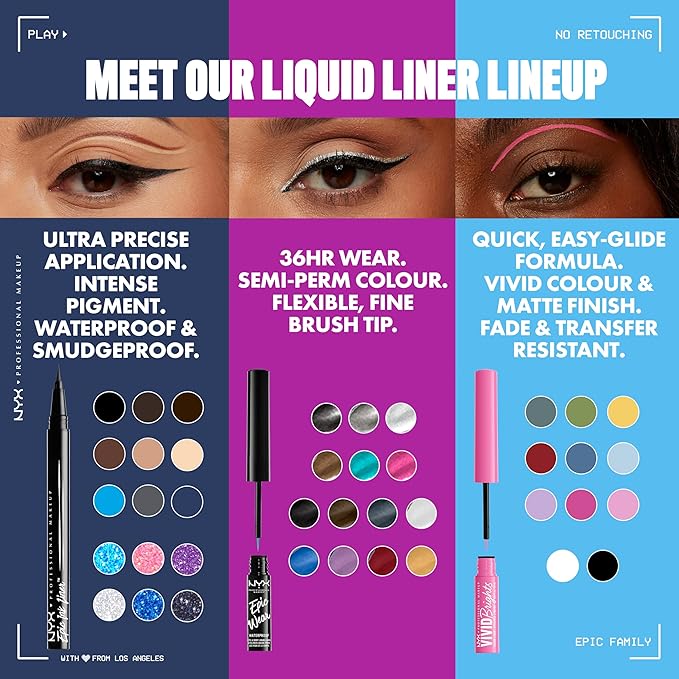 NYX PROFESSIONAL MAKEUP Epic Ink Glitz Liner, Waterproof Metallic Liquid Eyeliner with Vegan Formula - Shimmer Stitch (Shimmer Mauve Purple)