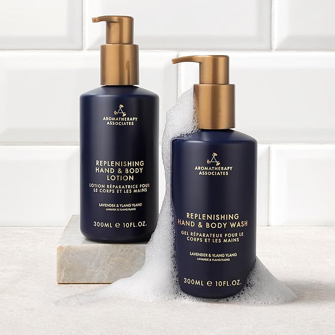 Aromatherapy Associates Replenishing Hand and Body Wash for Women & Men, Moisturizing Liquid Hand Soap & Bath Wash with Pump, Skin Care for All Skin Types, 10 fl. oz.