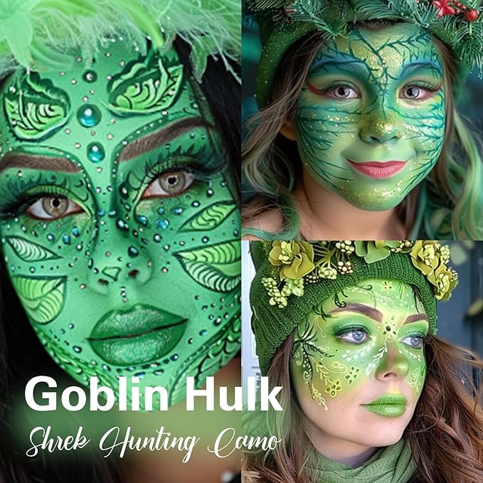 BAD COLOR Light Green Eye Black, Lime Green Face Body Paint for Sports St. Patrick's Day Camouflage Hunting Hulk, Washable Painting Sticks for Halloween Costume SFX Cosplay Witch Grinch Makeup