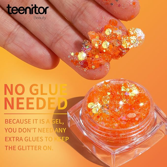 Teenitor Face Glitter Makeup Festival Body Glitter Gel, 12 Colors Face and Body Glitter Gel, Hair Glitter, Glitter for Body Makeup