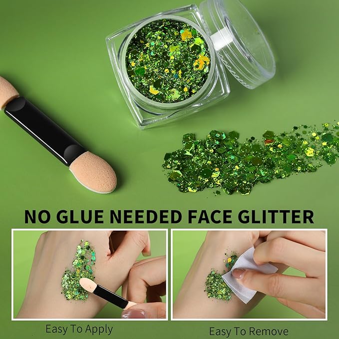 Teenitor Face Glitter, 9 Jars Body Glitter Gel, 9 Colors Makeup Gel Glitter for Face and Body, Hair