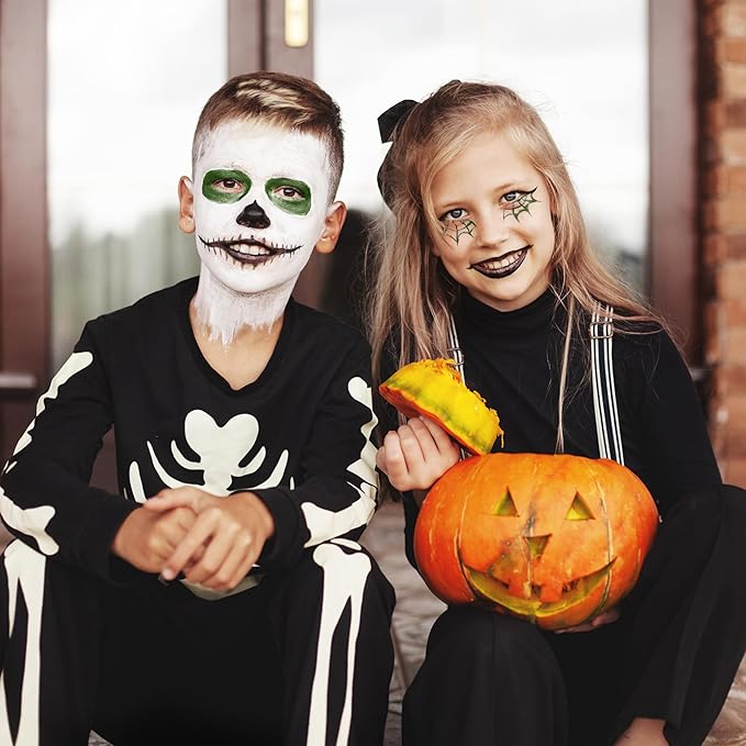 Spooktacular Creations Halloween Makeup Palette 3 Colors, Face Body Paint Wheel for Adult SFX Zombie Cosplay, Baseball Sport Games Dress Up (0.35 oz, White Black Green)