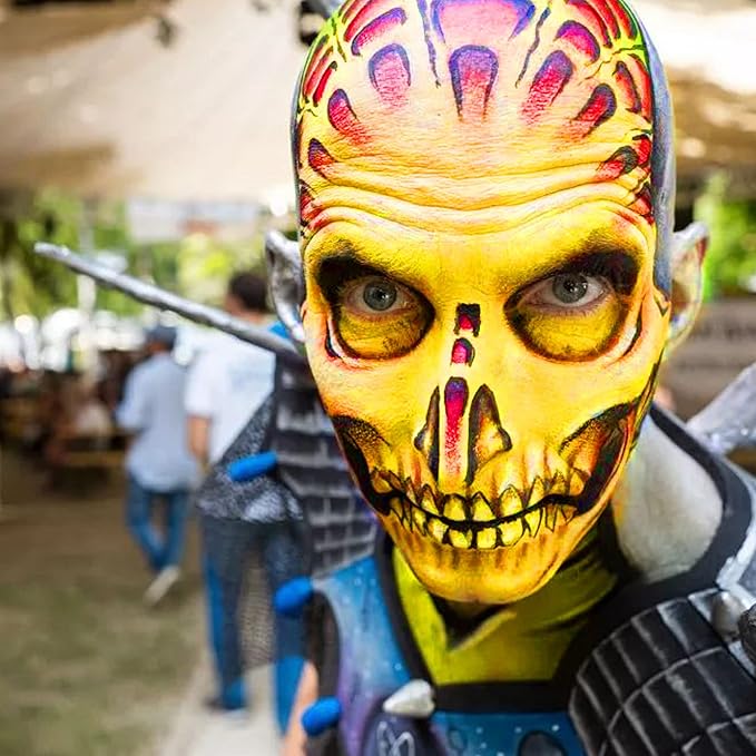 MEICOLY Yellow Face Body Paint, 30g/1.05oz Water Based Washable Body Paint for Halloween Lion Tiger Cosplay Makeup, Single Face Painting for Adults and Children