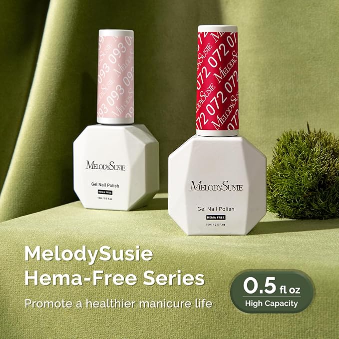 MelodySusie Hema Free Gel Nail Polish, 0.5 Fl Oz Thick Red Gel Polish, Non Toxic, Long Lasting, Soak Off UV Nail Polish, Manicure Nail Design Salon DIY Nail Art at Home 072