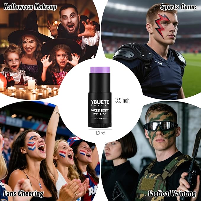 Light Purple Oil Based Face Body Paint Stick, Non-toxic Full-coverage Face Painting Ursula Costume Mermaid Zombie Cosplay SFX Makeup, Waterproof Cream Light Purple Body Painting for Adults