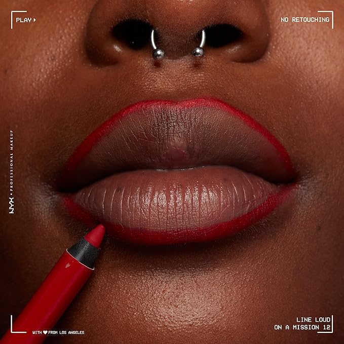 NYX PROFESSIONAL MAKEUP Line Loud Lip Liner, Longwear and Pigmented Lip Pencil with Jojoba Oil & Vitamin E - On A Mission (Blue Red)