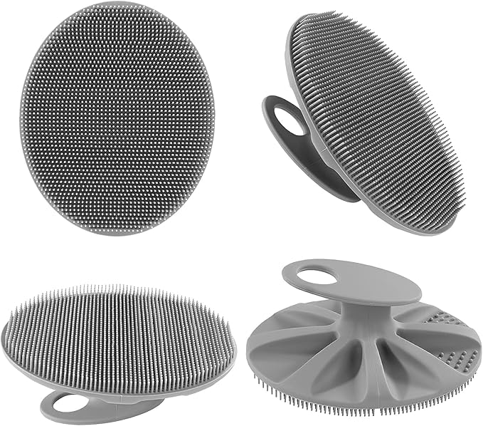 INNERNEED Soft Silicone Body Cleansing Brush Shower Scrubber, Gentle Exfoliating and Massage for All Kinds of Skin (Gray)