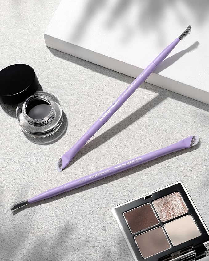 EIGSHOW Dual-Ended Eyebrow Brush with Silver Ion Bristles - Precision Brow Brush and Comb for Lining, Sculpting, Professional Eye Brow Tools (D109P)