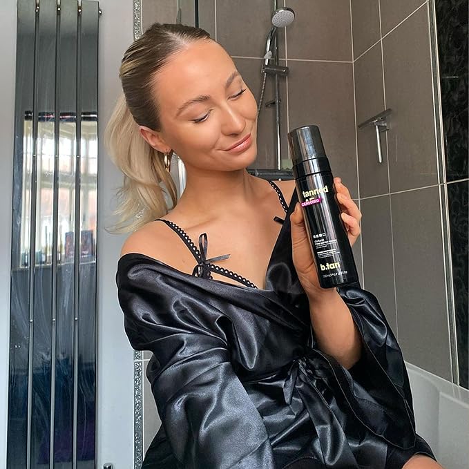b.tan Dark Self Tan Foam & Face Mist Kit | b.tan + Glow Bundle - Sunless Tanning Mousse, Bronzing Gradual Facial + Body Spray, Mitt Applicator, 1 Hour Express, No Fake Tanner Smell, 6.7 Fl Oz