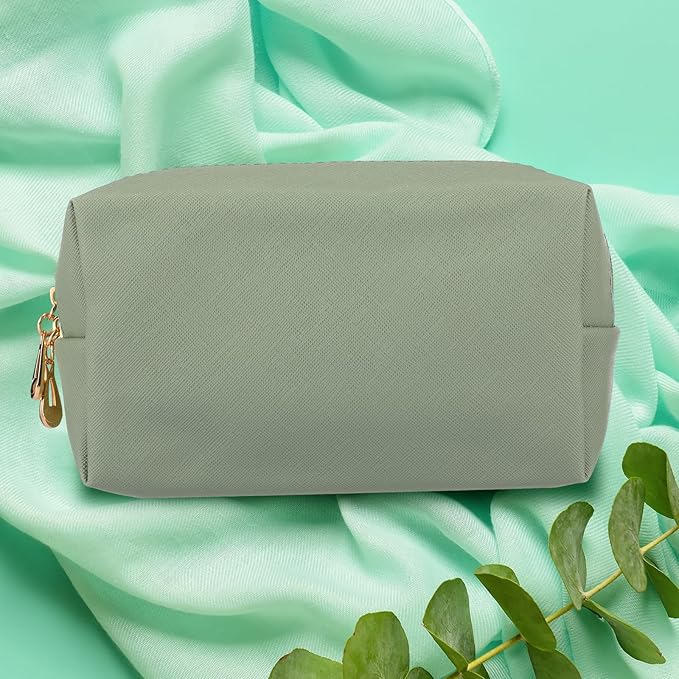 Sanwuta 9 Pcs Makeup Bags Bulk PU Double Zippers Cosmetic Bag Makeup Toiletry Pouch Portable Travel Organizers Case for Women Bachelorette Party End of The Year Bridesmaid Gift(Dark Green)