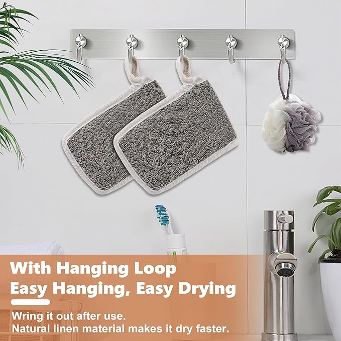 OWIIZI Bar Soap Scrubber Pouch Exfoliating Body Sponge, Bath Scrub Soap Bags for Soap Bars, Soap Saver Exfoliator Shower Pad Lather Sock for Men Women Elderly (2 Pcs)