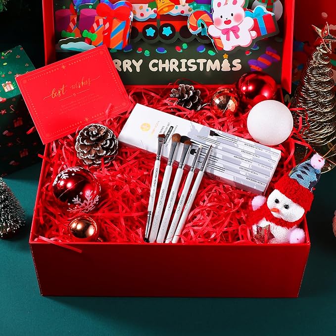 Eyeshadow Brush Set, EIGSHOW 5pcs Basic Eye Makeup Brushes For Blending, Eye Shadow, Eyeliner, Crease, Eyebrow, Vegan Travel Kit (Pearly White)