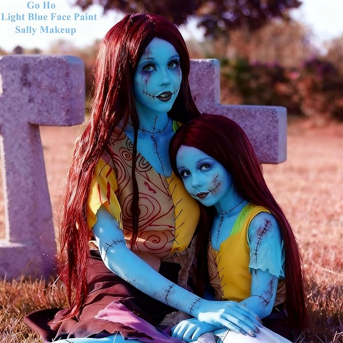 Go Ho Light Blue Face Body Paint Stick,Water Based Washable Pale Blue Face Paint Stick,Full-coverage Cream Blue Body Paint for Adults Children Halloween Cosplay SFX Ghost Bride Sally Makeup