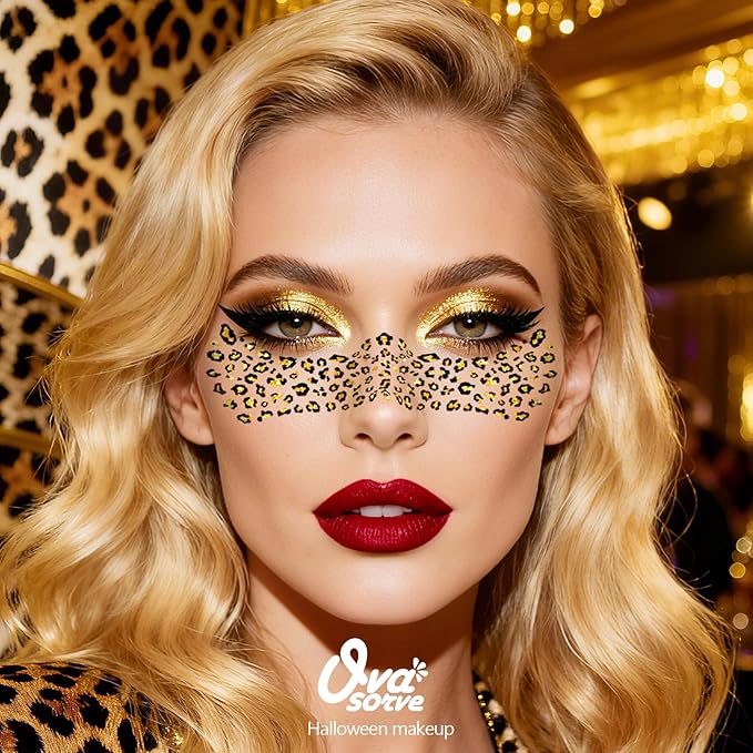 Cheetah Freckles Face Tattoo - Wild Spot & Savage Glamour Temporary Tattoos | Waterproof Leopard Print Fake Freckles for Music Festival, Halloween Costume, Party Makeup (8 Sheets)