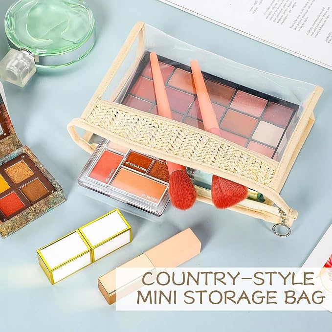 3 Pcs Boho Clear Cosmetic Makeup Bags with Zipper Small Toiletry Bag Multi Purpose Waterproof Pouch Travel Makeup Organizer Cosmetic Pouch for Women Men