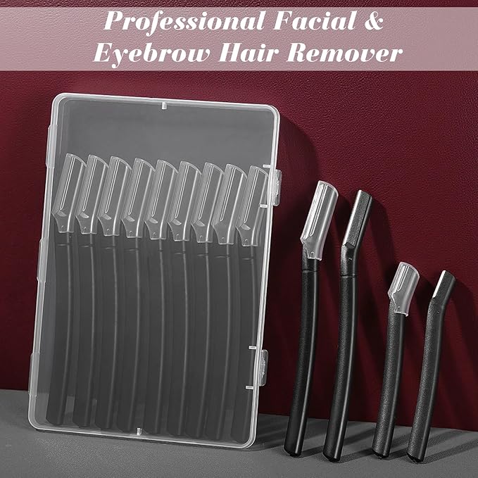 16 Count Dermaplane Razor for Women Face, Professional Facial & Eyebrow Hair Remover, Gentle Face Razors Skin Exfoliation with Precision Blades, Black