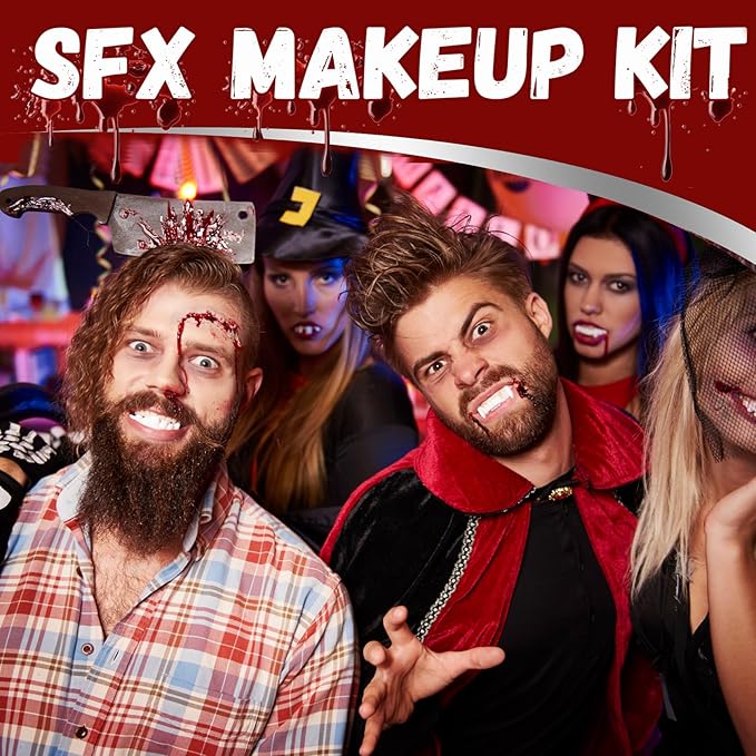 Scar Wax and Fake Blood Gel Set Scar Wax Kit with Spatula for Wound Modeling Skin Wax Fake Nose SFX Zombie Vampire Cosplay Makeup Halloween Special Effects Makeup