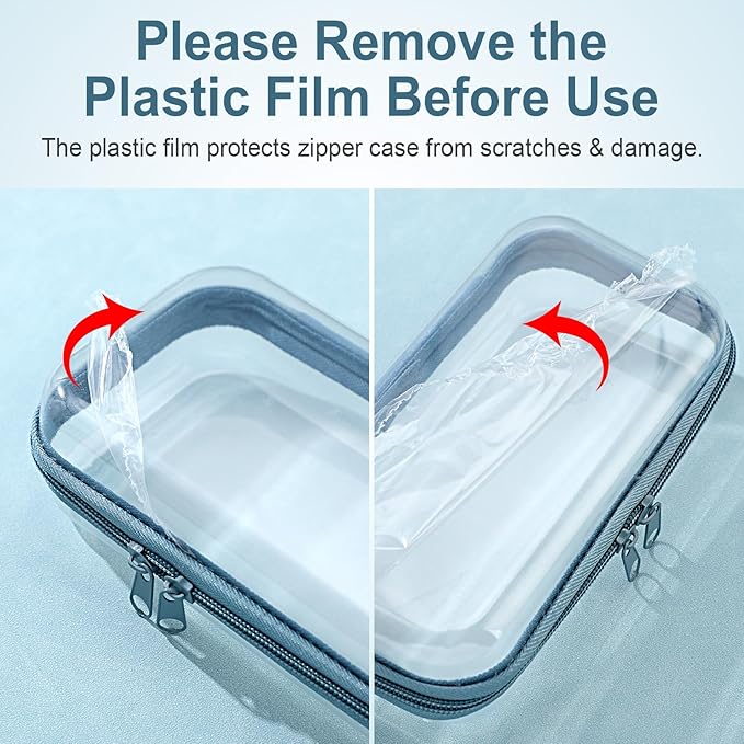 Hoolerry 4 Pcs Hard Clear Zipper Case Makeup Bags Plastic Pencil Pouch Transparent Storage Box Containers for Cosmetics, Snacks, Building Blocks, Puzzles(Morandi,7.5 x 3.9 x 2 in)