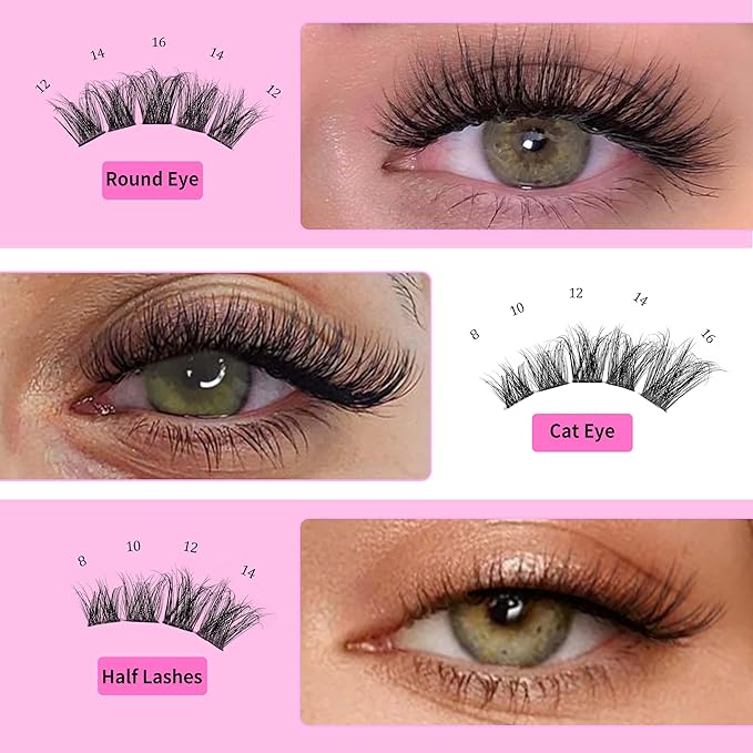 VEYESBEAUTY Lash Clusters Kit Fluffy Individual Lash Extensions Xtreme 3D Layered Volume Eyelashes kit Thin & Invisible Band Wispy Faux Mink Lash Mixed Length 10-18mm with Bond&Seal Remover Applicator