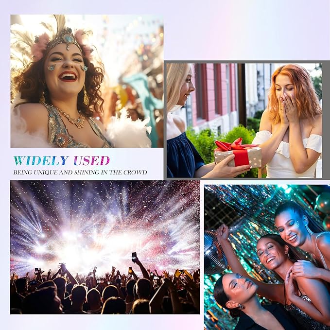 6 pcs Holographic Multicolour Glitter Freckles Face Tattoo, Waterproof Sparkle Face Glitter Speckles Patches for Women, Cute Glitter Temporary Tattoo Makeup Rave Accessories