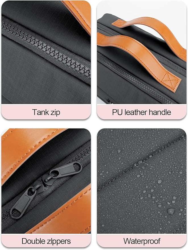 Women's Hanging Toiletry Bag, Waterproof Travel Cosmetic Organizer with Jewelry Storage, Large Capacity Makeup Case for Full-Size Skincare & Bathroom Essentials, Portable Cosmetic kit, Black