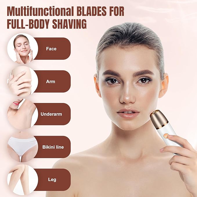 Karrte 2-in-1 Women Electric Shaver Dual Head Bikini Trimmer, Razors for Shaving Pubic Hair, Wet and Dry Cordless Painless Hair Removal for Private Area White