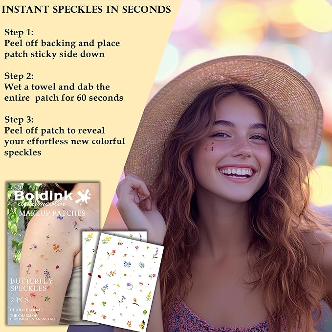 2pcs Makeup Patches,Face Makeup Patches,Beauty Face Makeup,Butterfly Patches,Waterproof Flower Patches,Temporary Facial Butterfly Patches For Women.