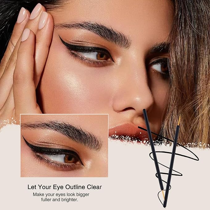 100 Pack Disposable Eyeliner Brush, Ultra-fine Point Eye Liner Applicator Cosmetic Eye Wands Makeup Brushes Tools (Color: Black)