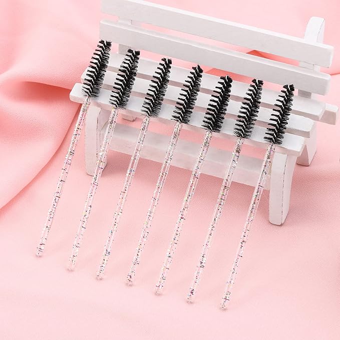 BTYMS 100 Pieces Eyelash Mascara Brushes Disposable Lash Wands Makeup Applicators Eyebrow Spoolies Brush for Eyelash Extensions - Black