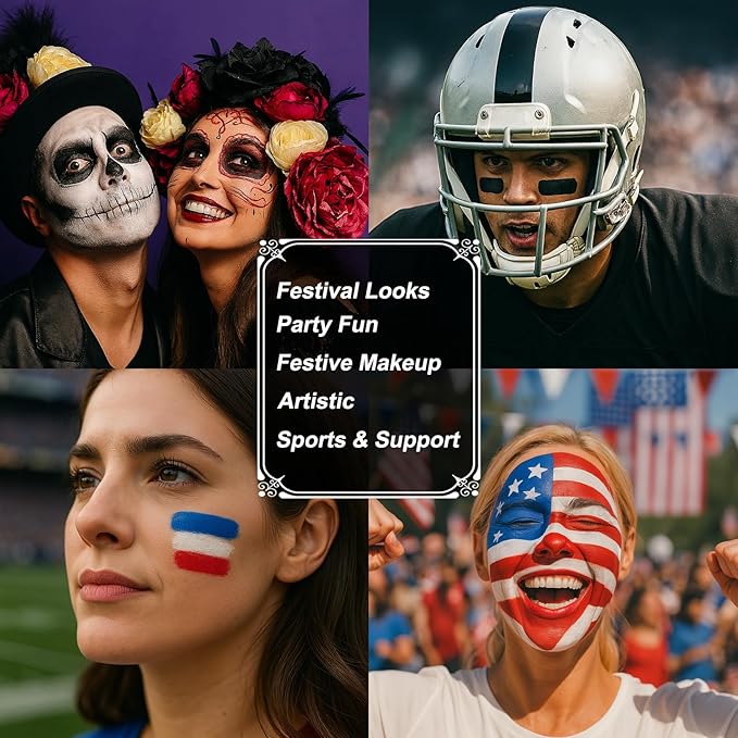 BOBISUKA White Face Paint Stick for Halloween, Sports, Cosplay – Non-Toxic Body Paint Stick for Skeleton Clown Ghost Makeup – Great for Eye Black, SFX & Costume Looks