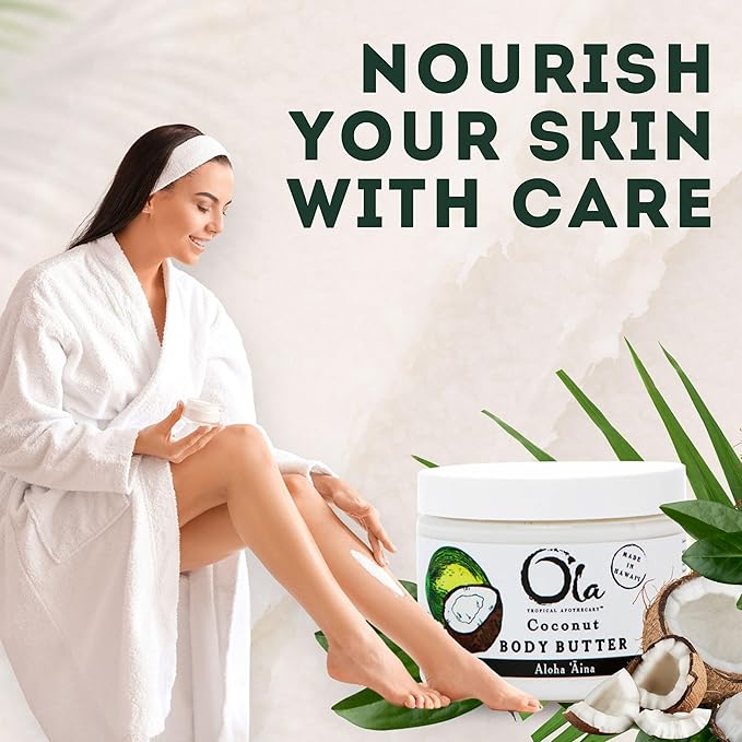 Coconut Body Butter – Moisturizing with Pure Coconut Oil and Hawaiian Plant Extracts - Ideal for Dry Skin - 5.6oz