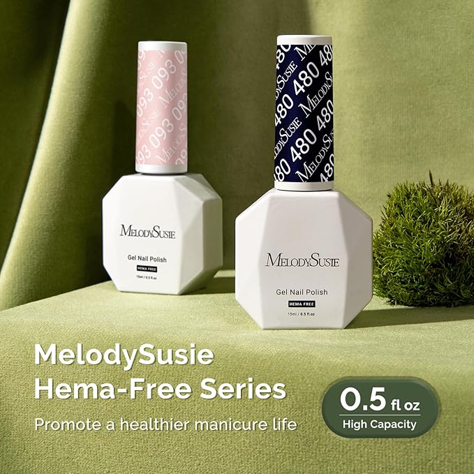 MelodySusie Hema Free Gel Nail Polish, 0.5 Fl Oz Thick Black Gel Polish, Non Toxic, Long Lasting, Soak Off UV Nail Polish, Manicure Nail Design Salon DIY Nail Art at Home 480