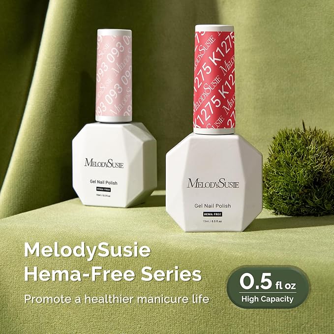 MelodySusie Hema Free Gel Nail Polish, 0.5 Fl Oz Thick Bright Coral Red Gel Polish, Non-Toxic, Long Lasting, Soak Off UV Nail Polish, Manicure Nail Design Salon DIY Nail Art at Home K1275