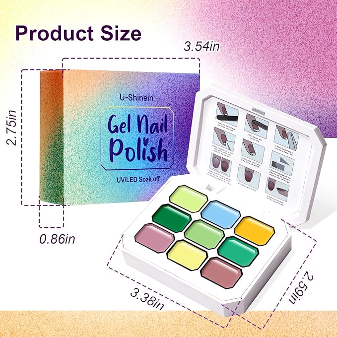 Gradient Painting Gel, 9 Colors Ombre Gel Nail Polish Bright Green for Women St. Patrick's Day Pat Aura Nails French Manicure Soak Off UV Long-lasting Home Nail Salon DIY Rainy Day