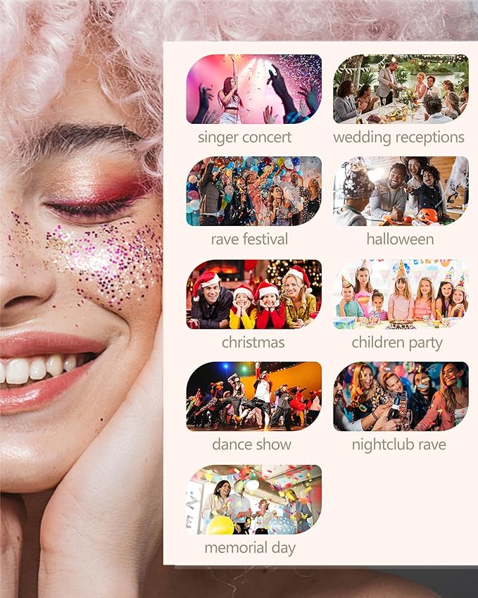 6PCS Blue Face Body Glitter Gel,Holographic Chunky Sequins Body Glitter Paint for Party Singer Concerts Music Festival Rave Accessories for Girls Women Face Body DIY Sparkling Makeup