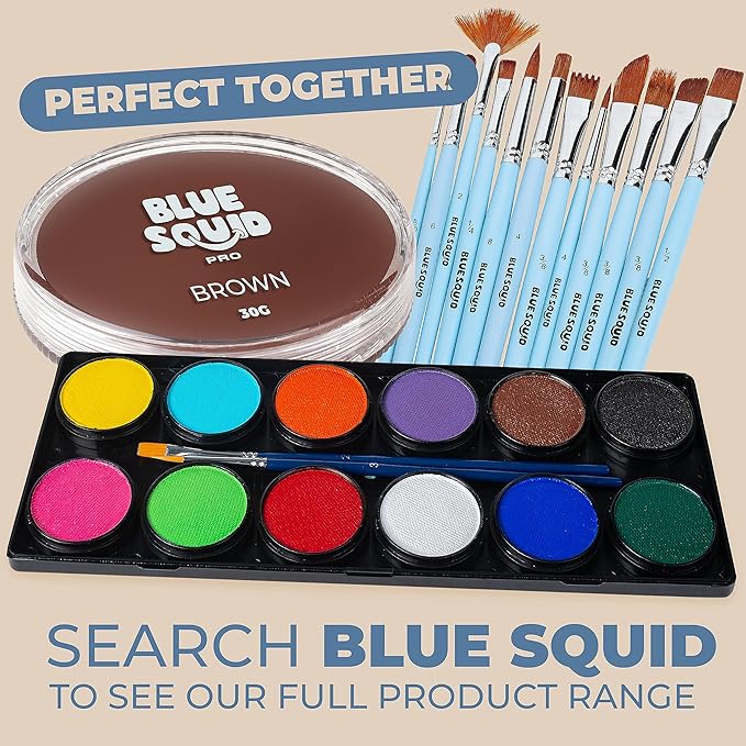 Blue Squid PRO Face Paint - Professional Water Based Single Cake Facepaint & Body Paints - SFX Makeup, Kids Adults Face Painting for Costume, Halloween, Cosplay - Classic Brown 30g / 1oz